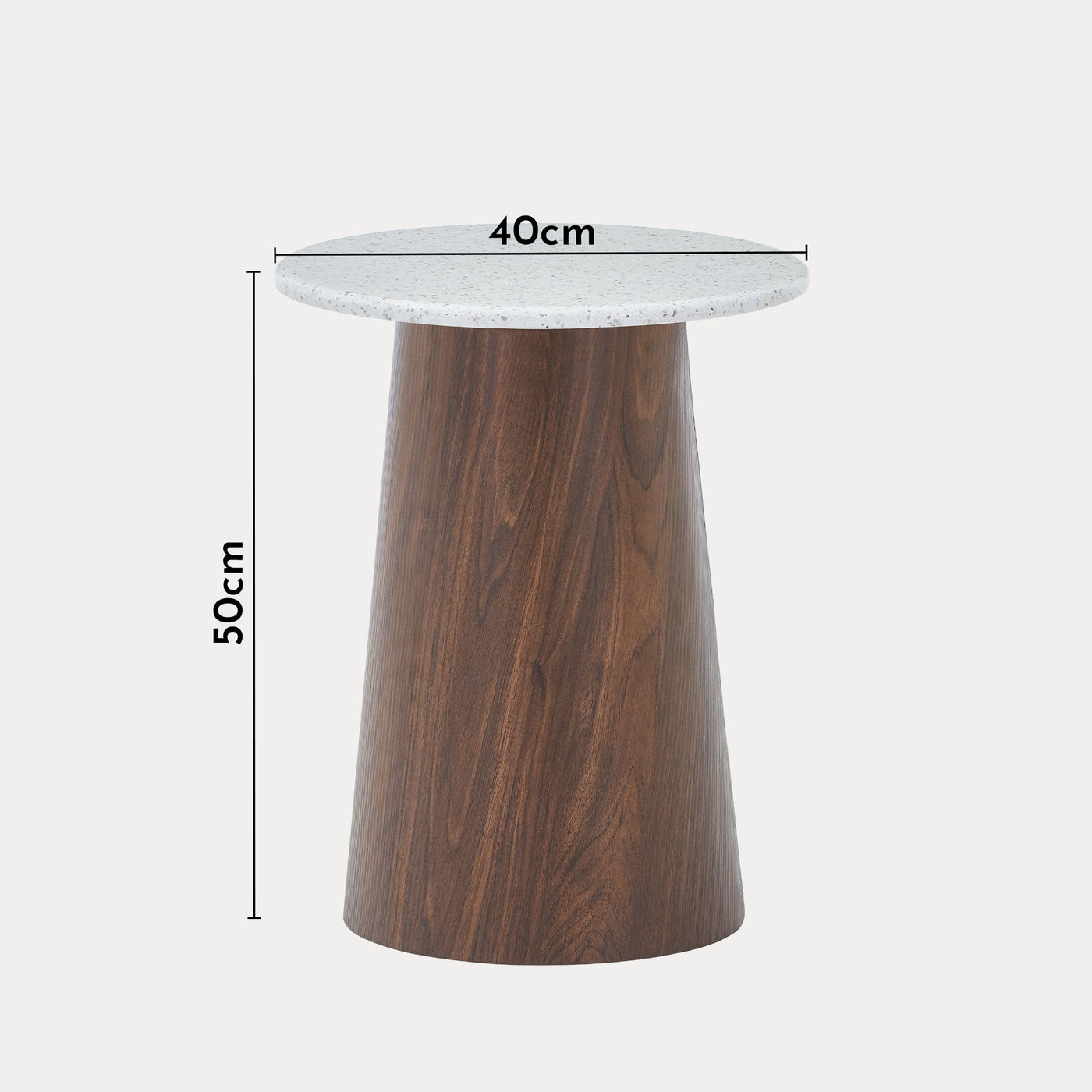 SANA - 40 Table d'appoint en marbre composite pieds couleur bois foncé D40 cm - Table basse - Mobilier Deco