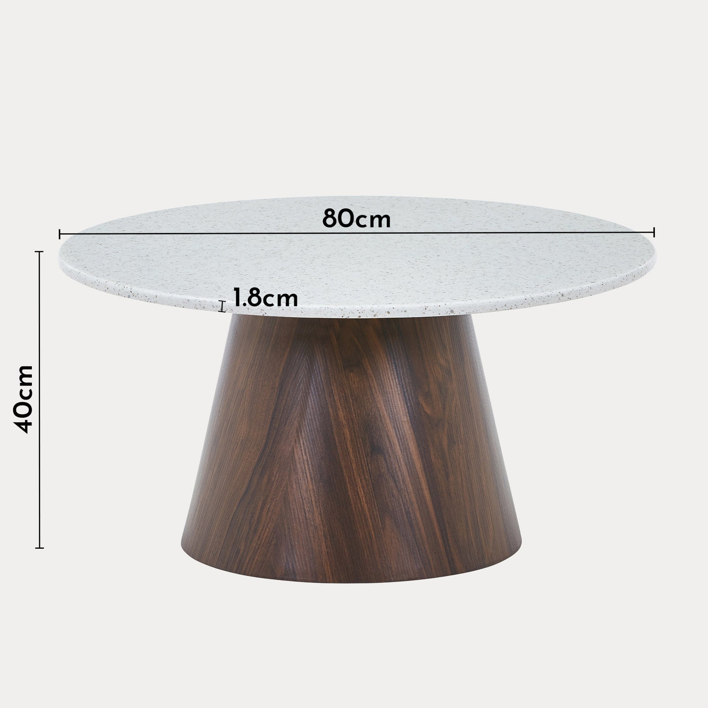 SANA - 80 Table basse ronde en marbre composite pieds couleur bois foncé  D80 cm - Table basse - Mobilier Deco