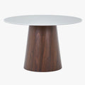 SANA XL Table à manger ronde en marbre composite pieds couleur bois foncé  120 cm