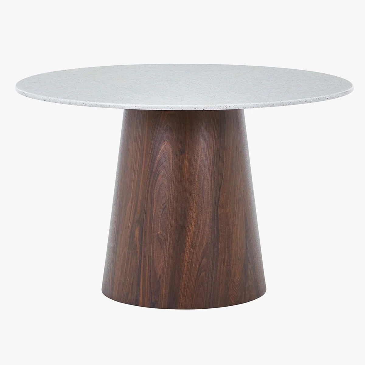 SANA XL Table à manger ronde en marbre composite pieds couleur bois foncé 120 cm - Table à manger - Mobilier Deco