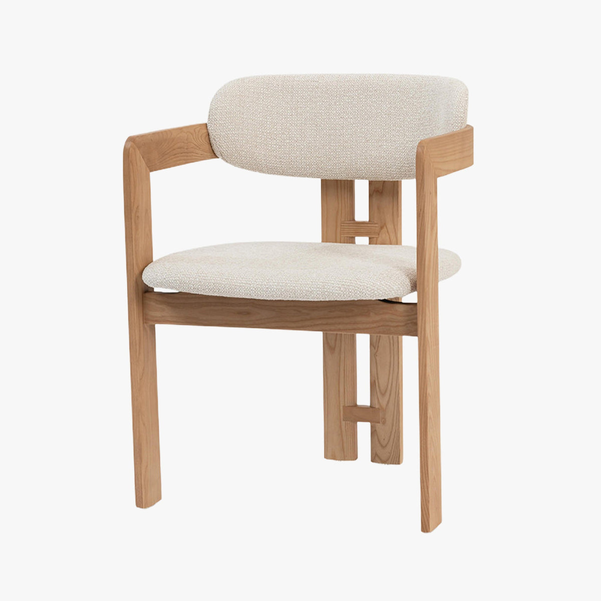 SANDRA Lot de 2 chaises de repas en tissu beige pieds en chêne massif clair - Mobilier Deco