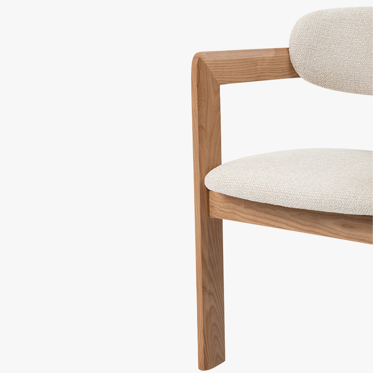 SANDRA Lot de 2 chaises de repas en tissu beige pieds en chêne massif clair - Mobilier Deco