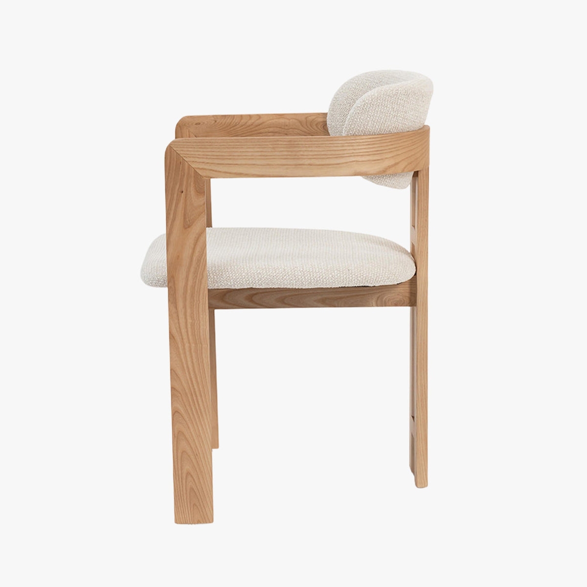 SANDRA Lot de 2 chaises de repas en tissu beige pieds en chêne massif clair - Mobilier Deco