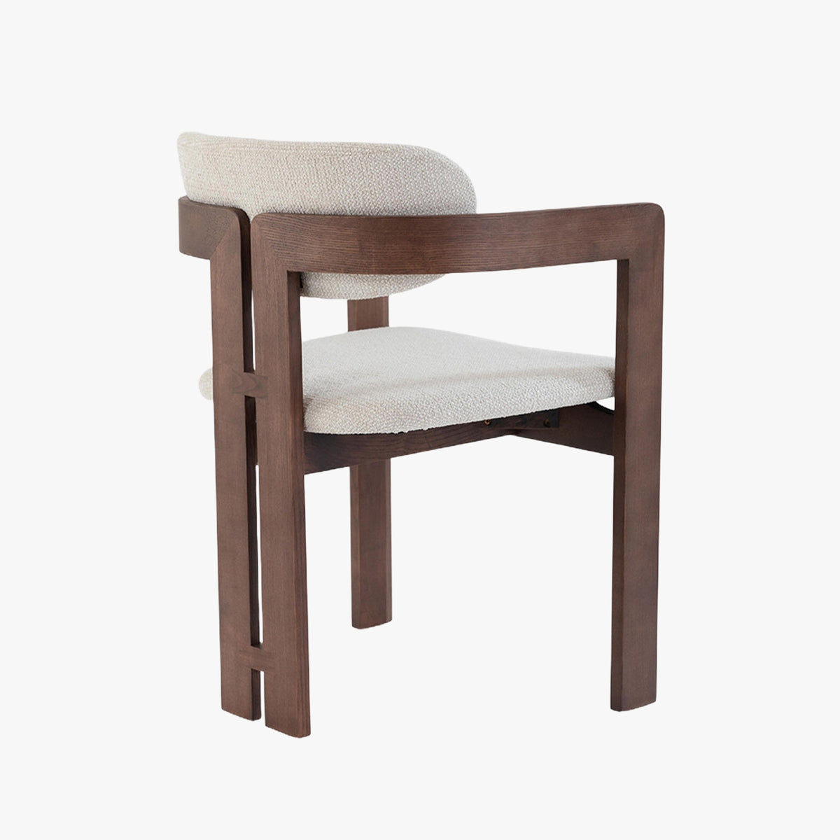 SANDRA Lot de 2 chaises de repas en tissu beige pieds en chêne massif foncé - Mobilier Deco