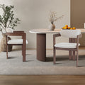 SANDRA  Lot de 2 chaises de repas en tissu beige pieds en chêne massif foncé