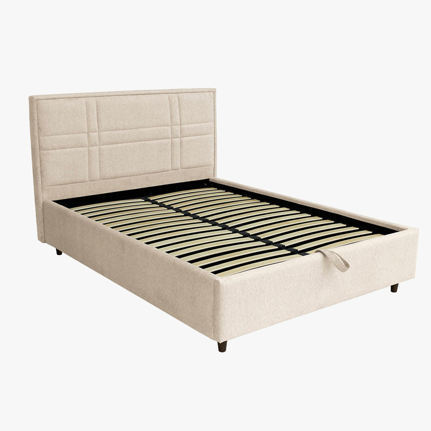 SANEL Lit double en tissu beige avec coffre 180x200 cm - Lits - Mobilier Deco