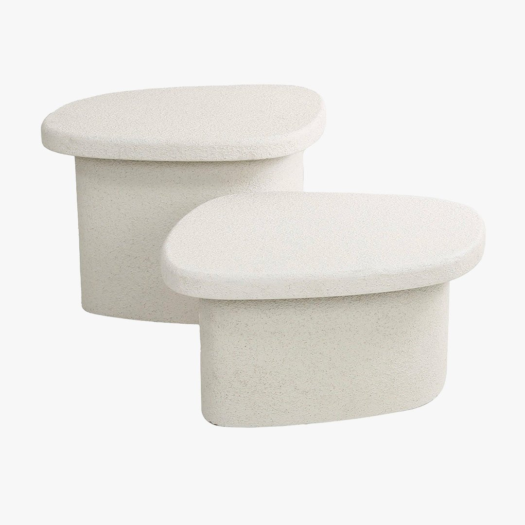 SANO Lot de 2 tables basses en marbre composite blanc - Table basse - Mobilier Deco