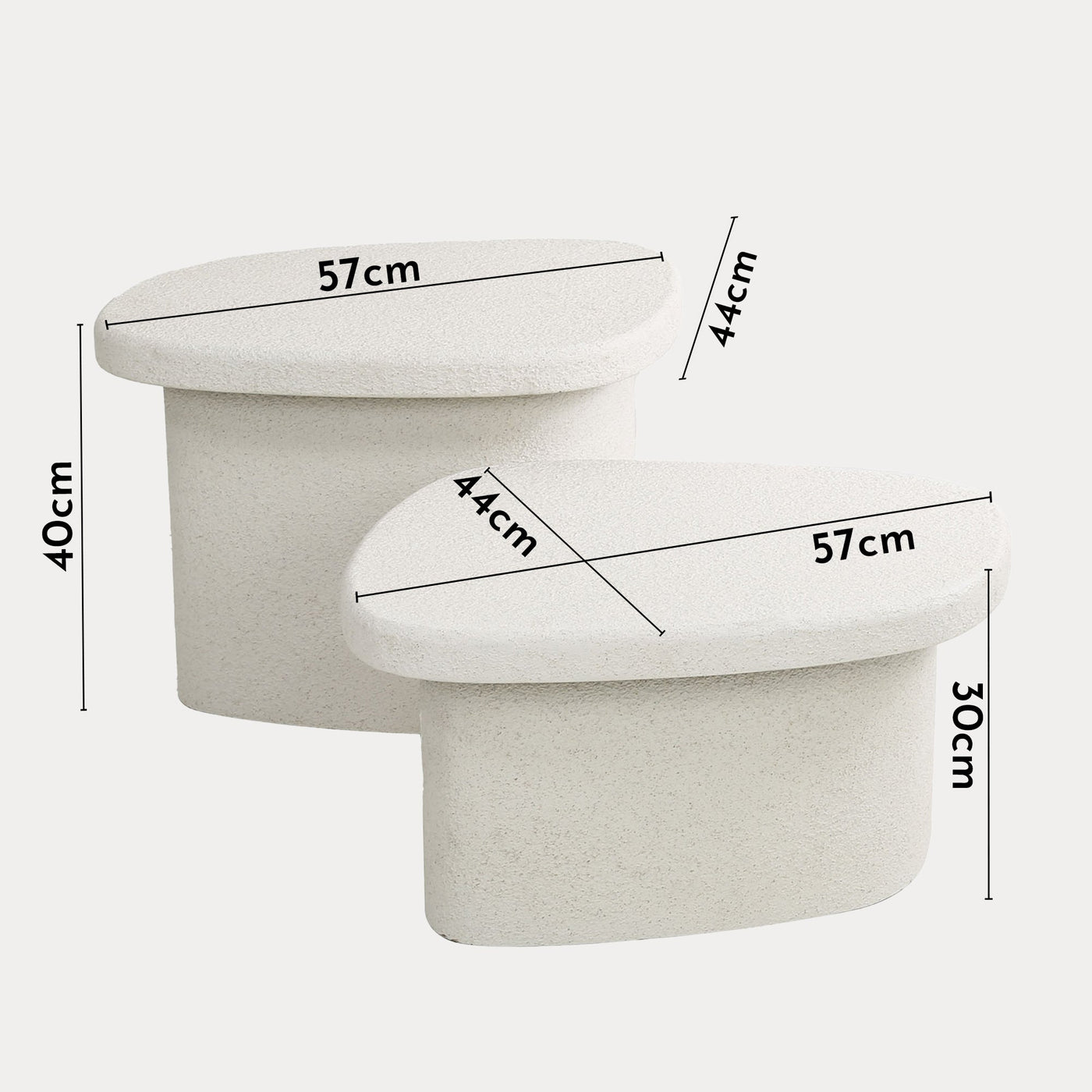 SANO Lot de 2 tables basses en marbre composite blanc - Table basse - Mobilier Deco