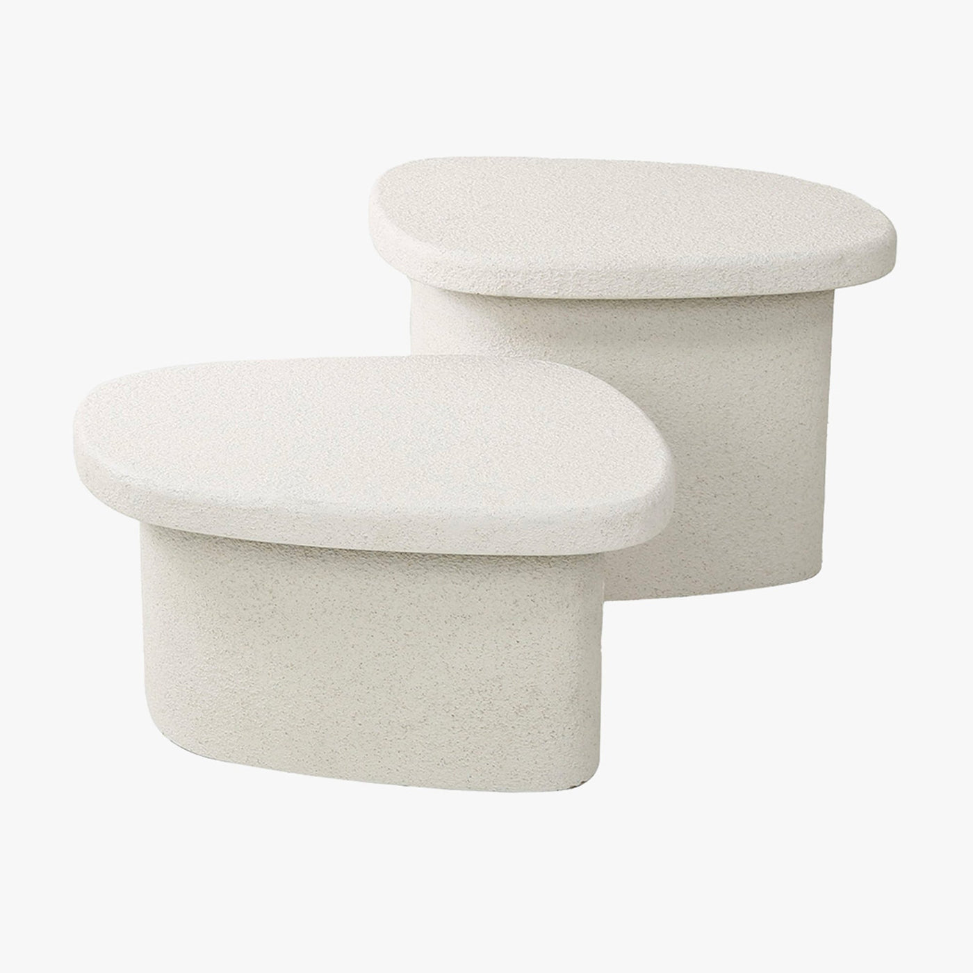 SANO Lot de 2 tables basses en marbre composite blanc - Table basse - Mobilier Deco