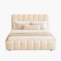 SAPHIRA Lit double tissu beige avec coffre 160x200 cm