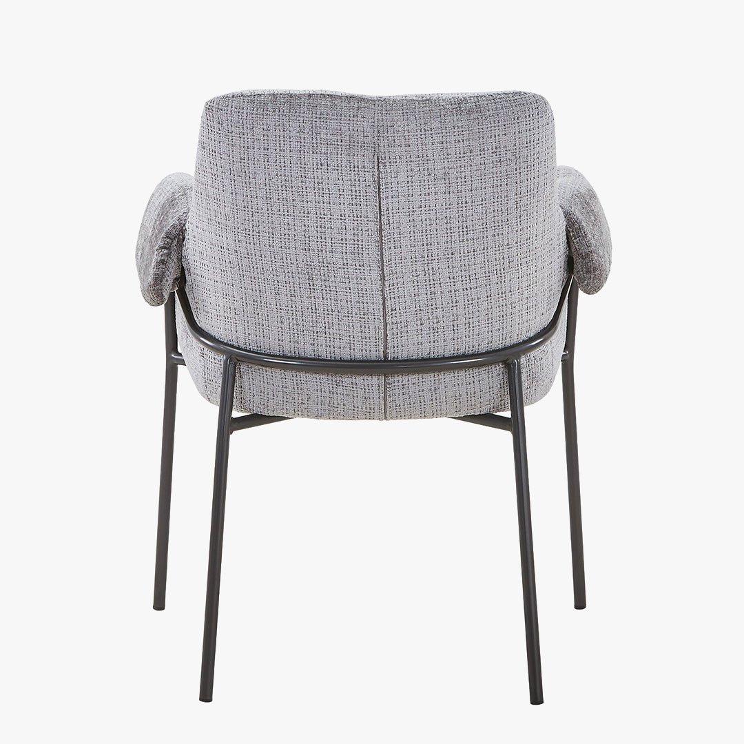 SARA Chaise en tissu gris clair pieds en métal noir - Chaise de repas - Mobilier Deco