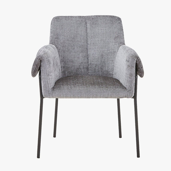 SARA Chaise en tissu gris clair pieds en métal noir