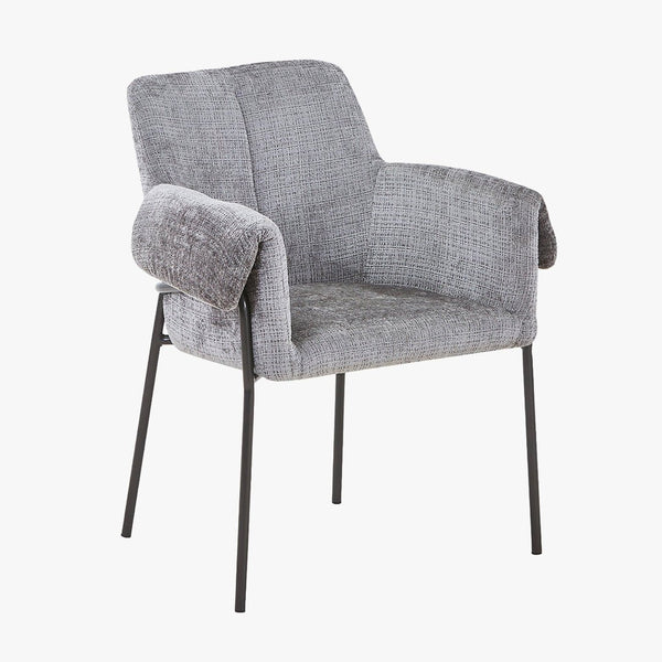 SARA Chaise en tissu gris clair pieds en métal noir