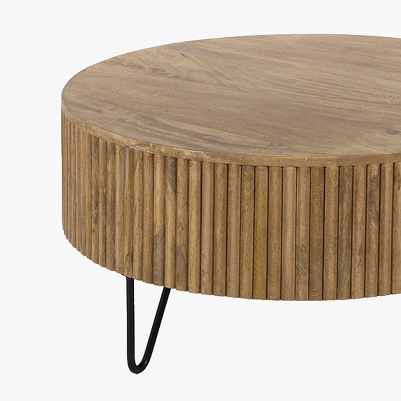 SAREN Lot de 2 tables en bois de manguier piètement en acier noir - Table basse - Mobilier Deco