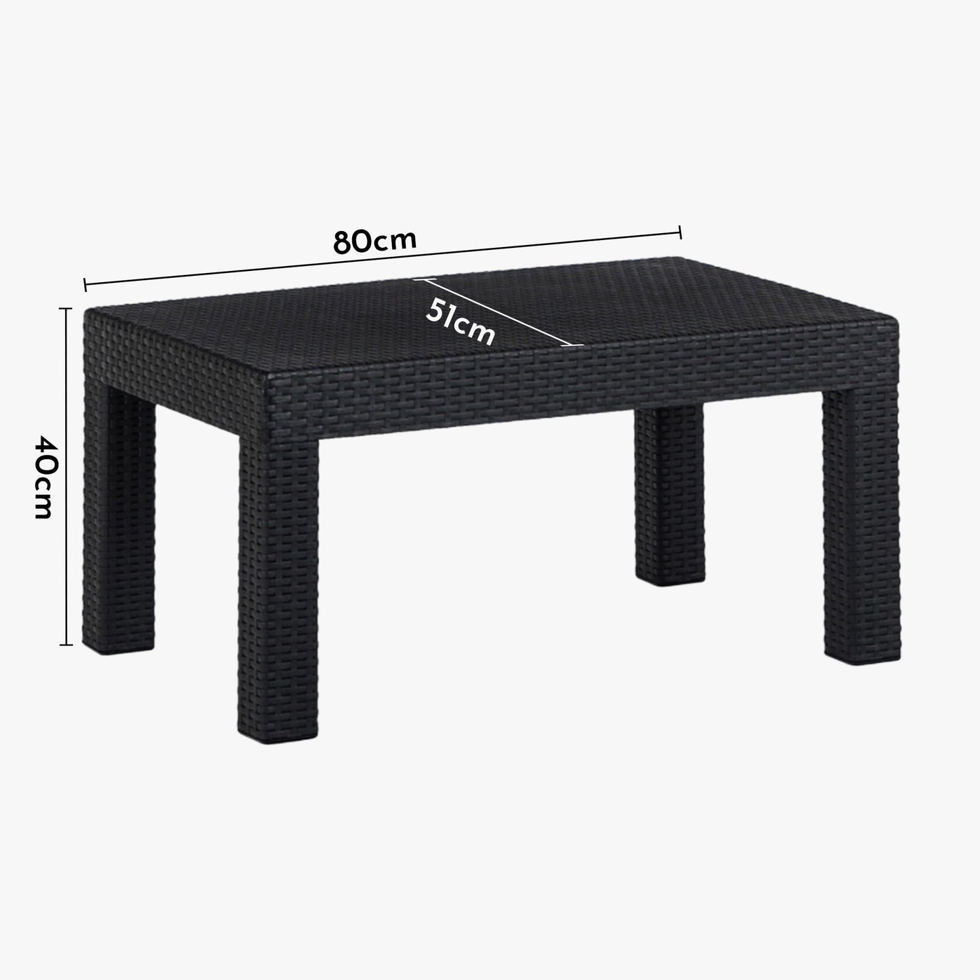 SAVIO Ensemble de mobilier de jardin 5 places avec table noir - Mobilier de jardin - Mobilier Deco