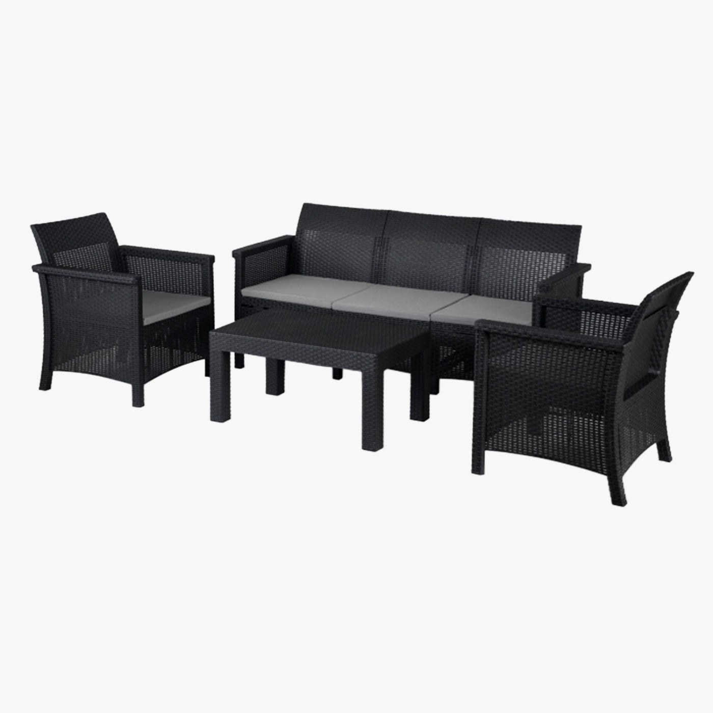 SAVIO Ensemble de mobilier de jardin 5 places avec table noir - Mobilier de jardin - Mobilier Deco