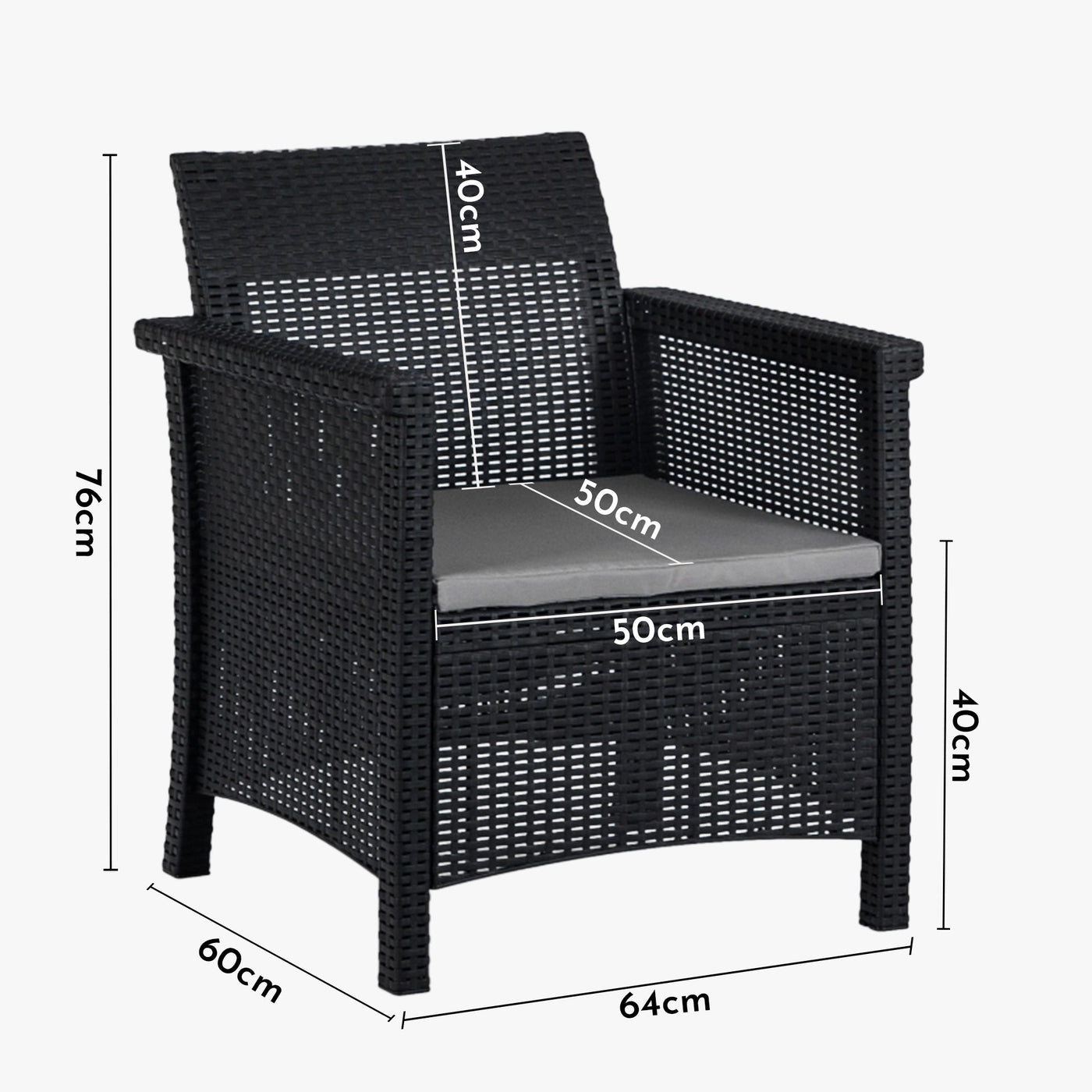 SAVIO Ensemble de mobilier de jardin 5 places avec table noir - Mobilier de jardin - Mobilier Deco