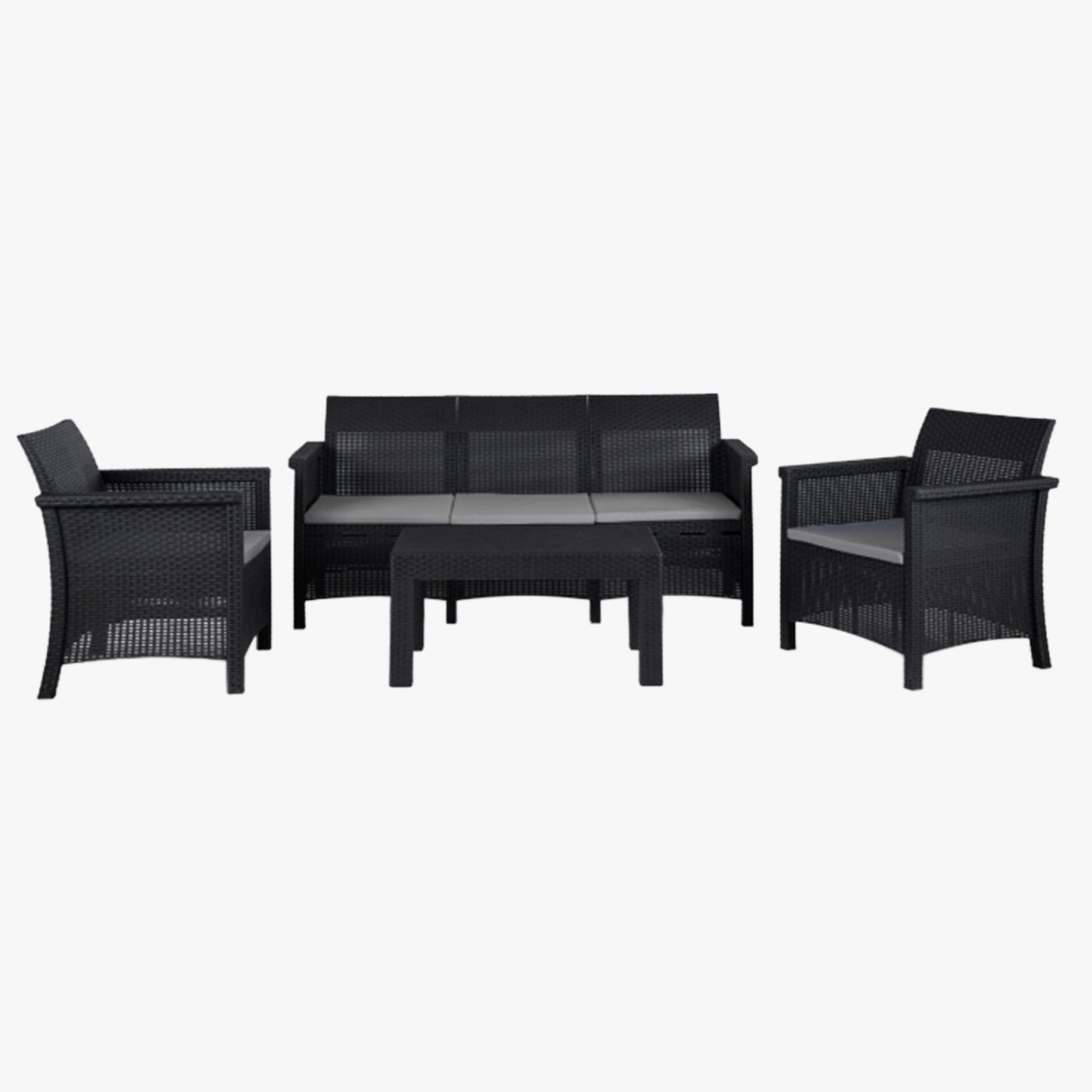 SAVIO Ensemble de mobilier de jardin 5 places avec table noir - Mobilier de jardin - Mobilier Deco