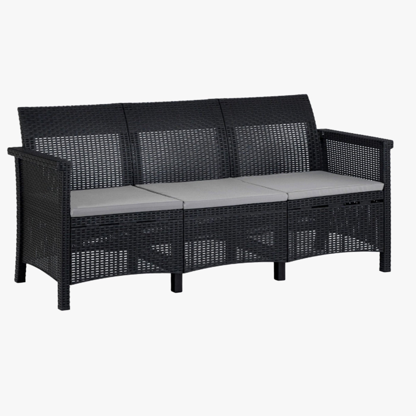 SAVIO Ensemble de mobilier de jardin 5 places avec table noir - Mobilier de jardin - Mobilier Deco