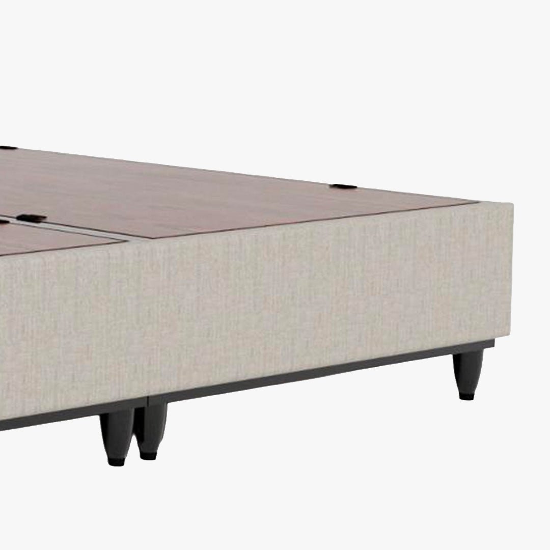 SAYA Lit coffre en tissu beige 140x190 cm - Lits - Mobilier Deco