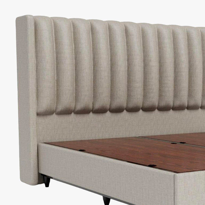 SAYA Lit coffre en tissu beige 160x200 cm