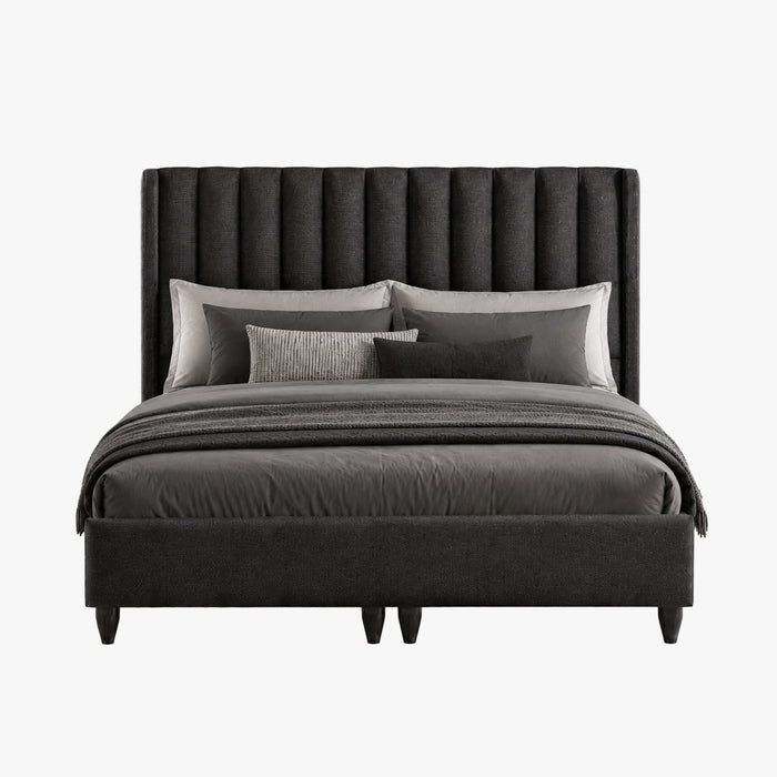 SAYA Lit coffre en tissu noir 140x190 cm