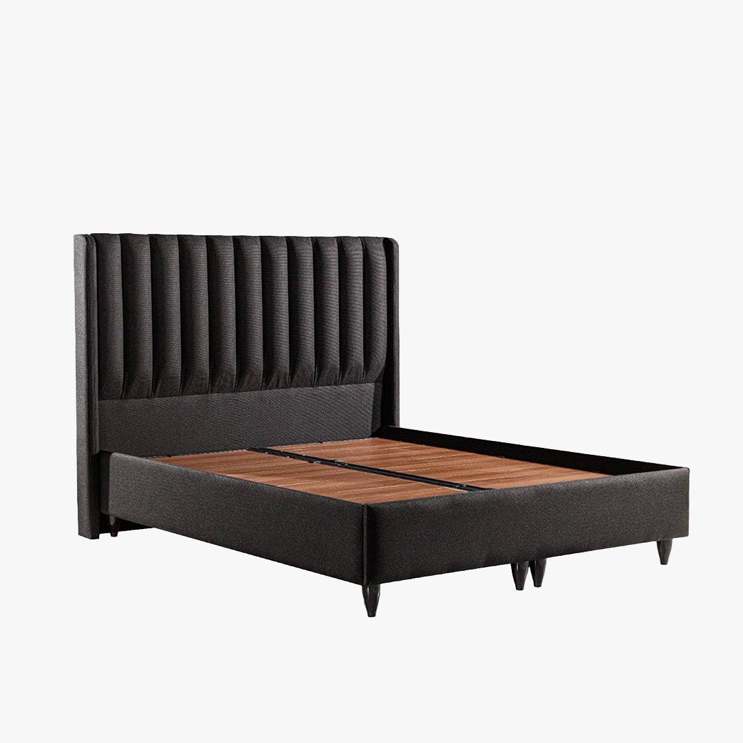SAYA Lit coffre en tissu noir 140x190 cm - Lits - Mobilier Deco