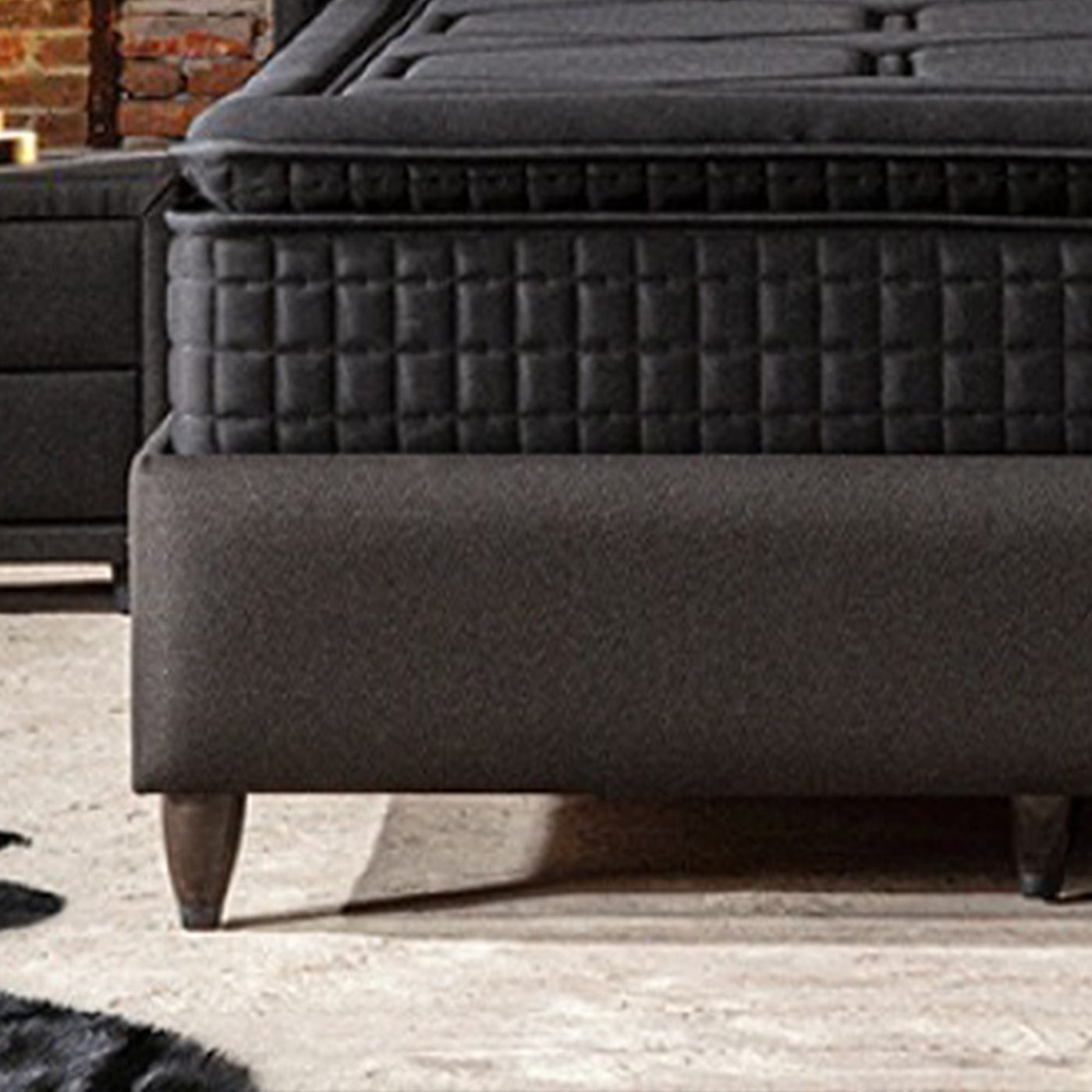 SAYA Lit coffre en tissu noir 140x190 cm - Lits - Mobilier Deco