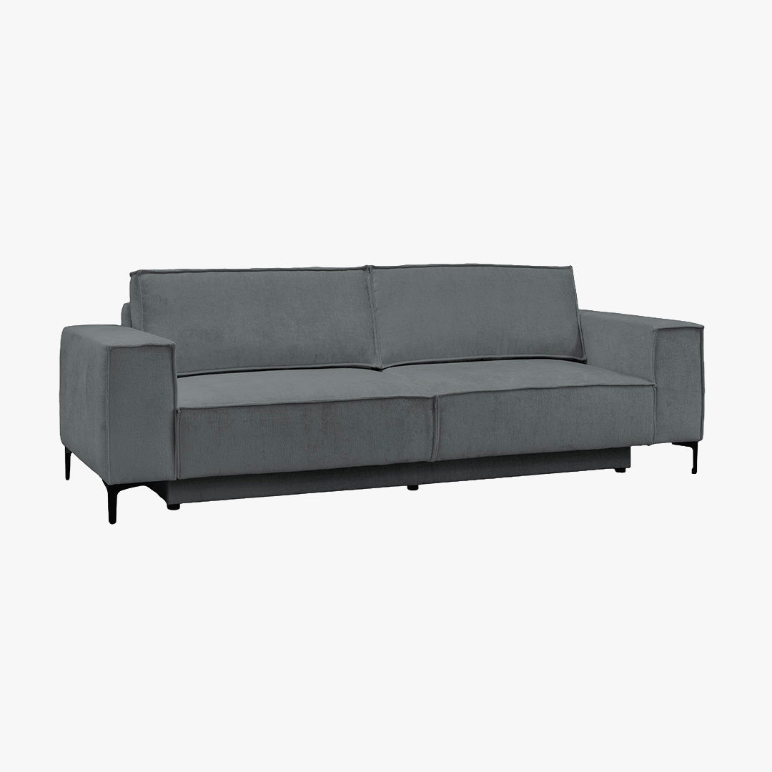 SAYLA Canapé 3 places convertible en tissu gris foncé - Canapés convertibles - Mobilier Deco
