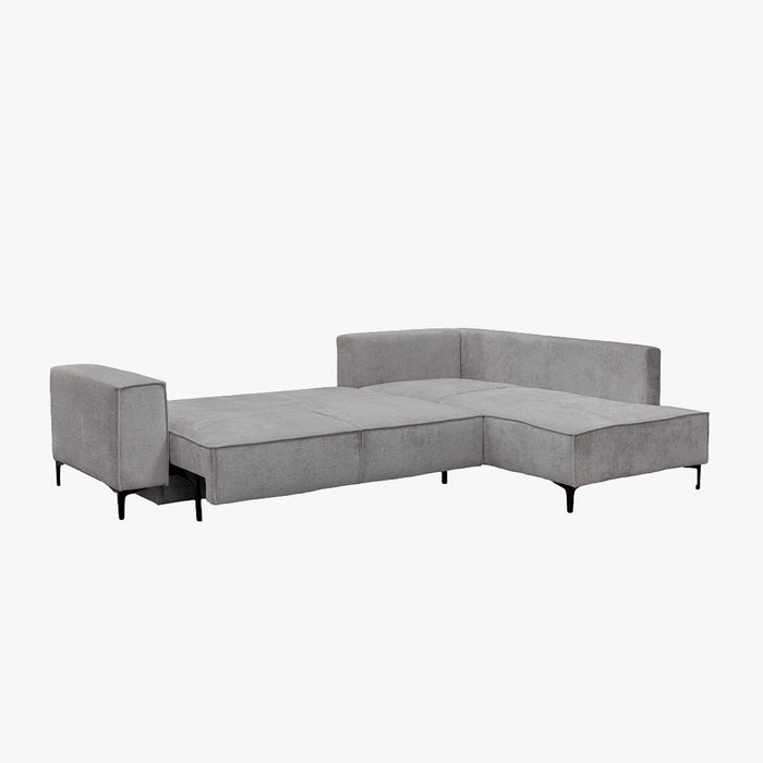 SAYLA Canapé d'angle convertible en tissu gris clair - Angle droit