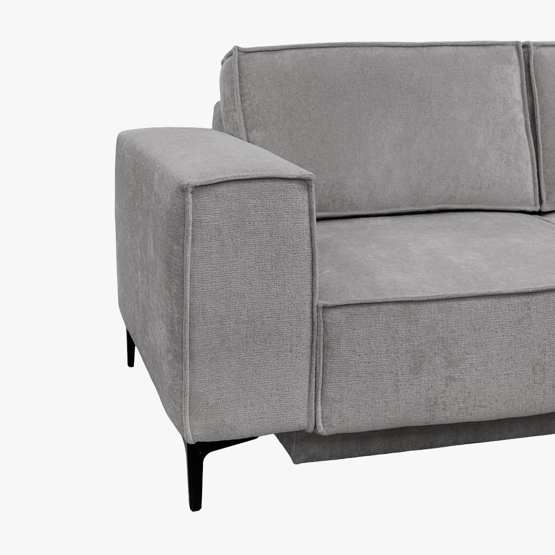 SAYLA Canapé d'angle convertible en tissu gris clair - Angle droit - Canapé d'angle convertible - Mobilier Deco