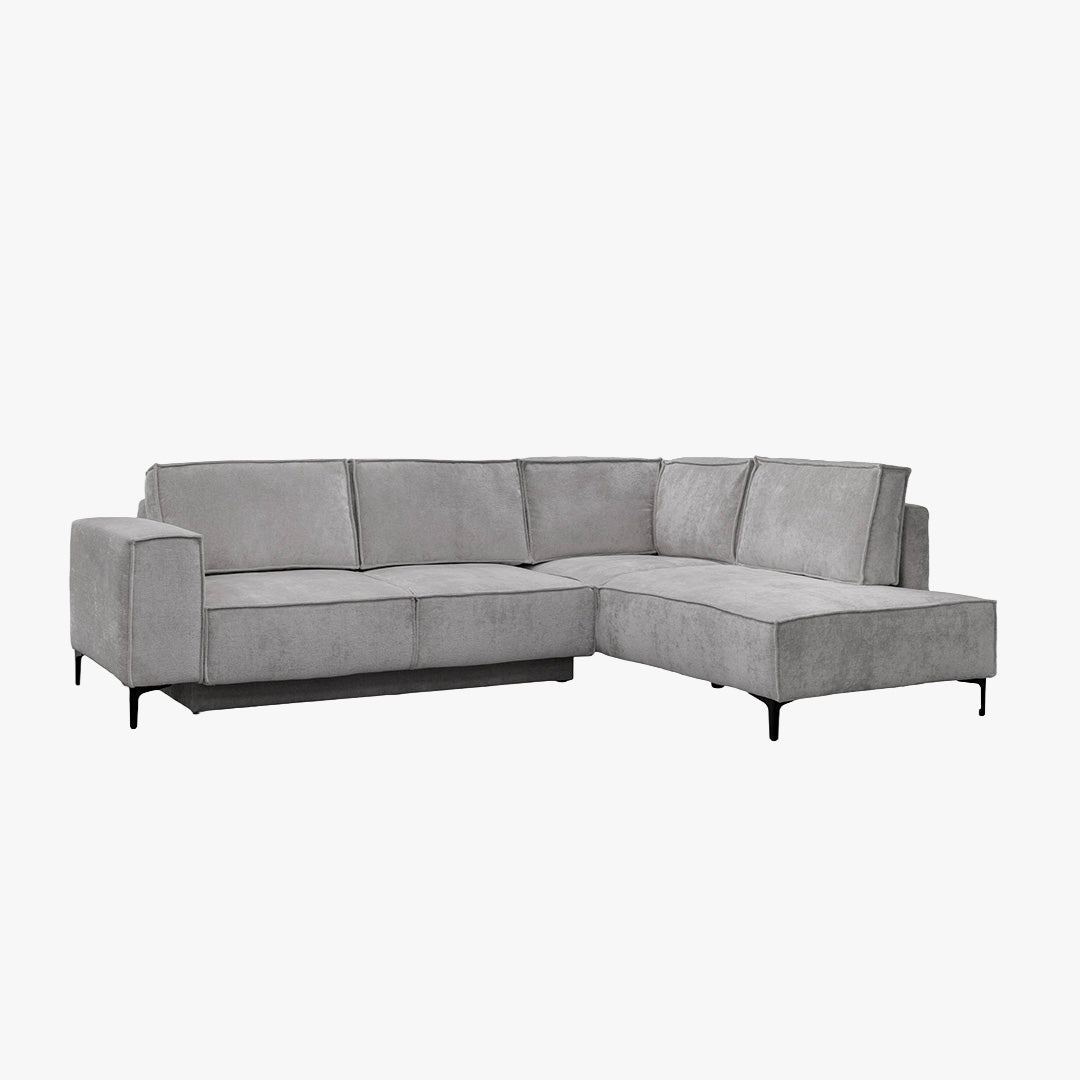 SAYLA Canapé d'angle convertible en tissu gris clair - Angle droit - Canapé d'angle convertible - Mobilier Deco
