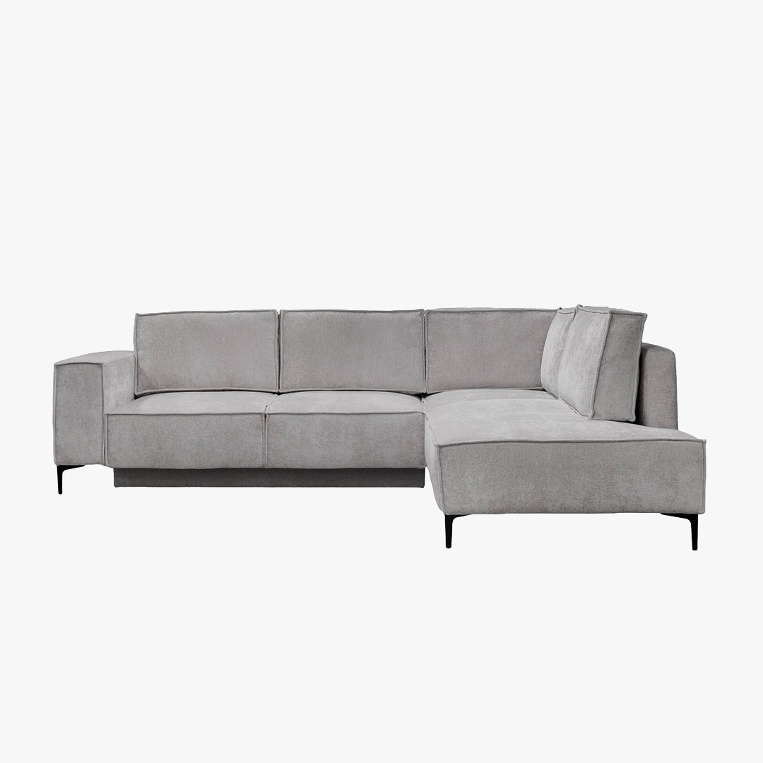 SAYLA Canapé d'angle convertible en tissu gris clair - Angle droit - Canapé d'angle convertible - Mobilier Deco