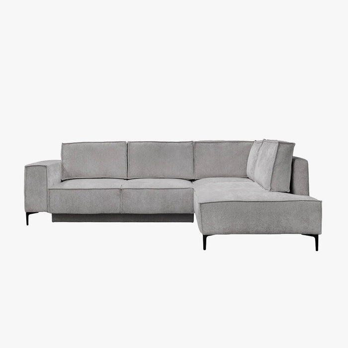 SAYLA Canapé d'angle convertible en tissu gris clair - Angle droit
