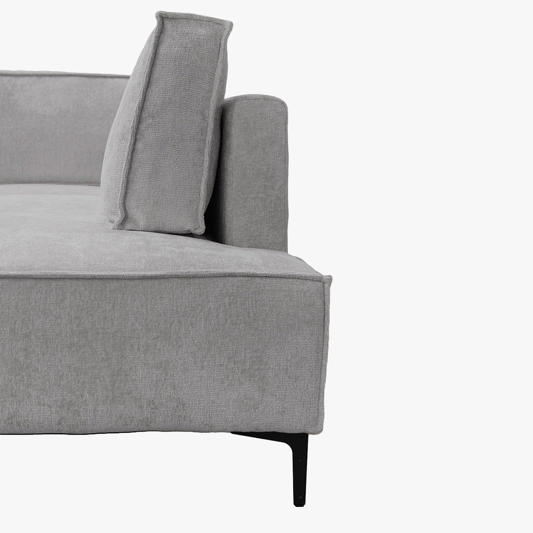 SAYLA Canapé d'angle convertible en tissu gris clair - Angle droit - Canapé d'angle convertible - Mobilier Deco