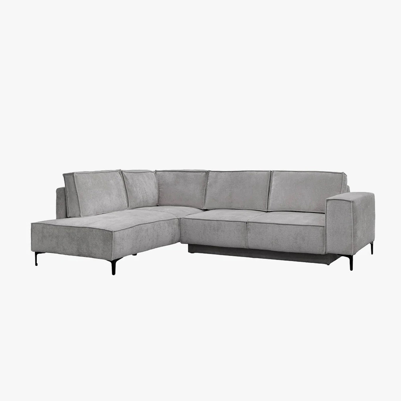 SAYLA Canapé d'angle convertible en tissu gris clair - Angle gauche - Canapé d'angle convertible - Mobilier Deco