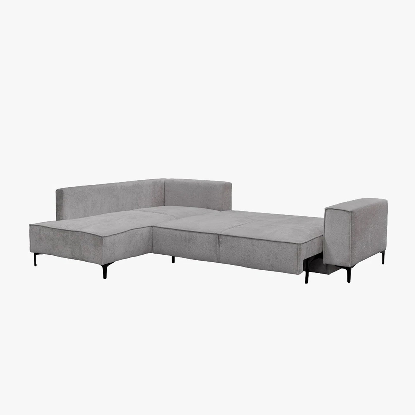 SAYLA Canapé d'angle convertible en tissu gris clair - Angle gauche - Canapé d'angle convertible - Mobilier Deco