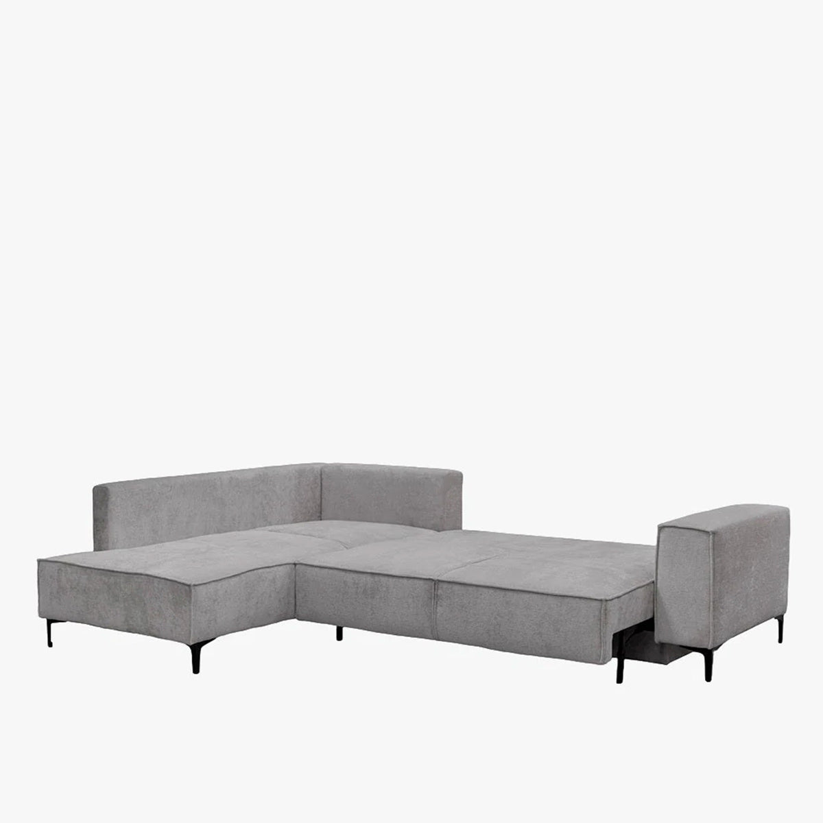 SAYLA Canapé d'angle convertible en tissu gris clair - Angle gauche - Canapé d'angle convertible - Mobilier Deco