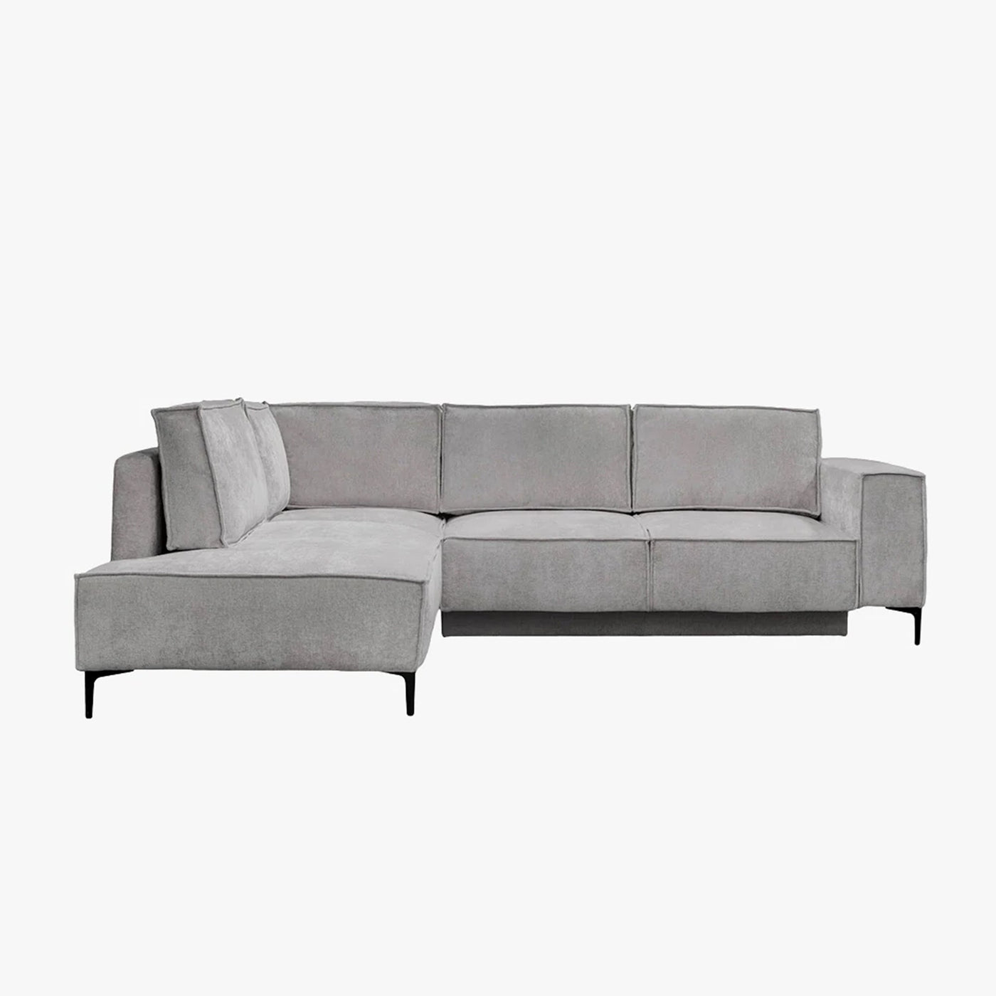 SAYLA Canapé d'angle convertible en tissu gris clair - Angle gauche - Canapé d'angle convertible - Mobilier Deco