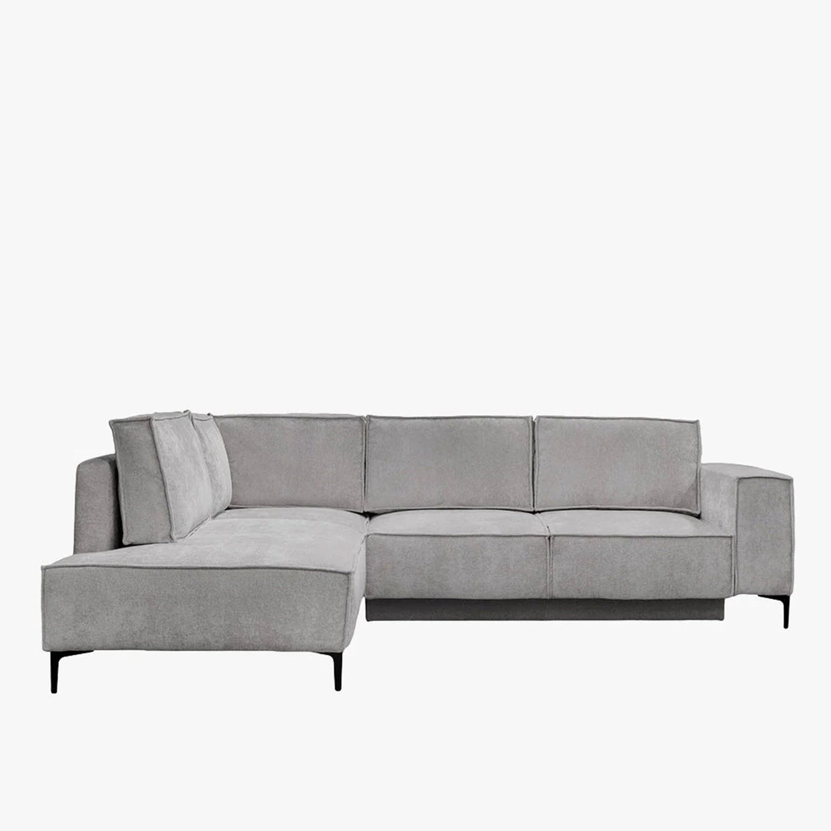 SAYLA Canapé d'angle convertible en tissu gris clair - Angle gauche - Canapé d'angle convertible - Mobilier Deco