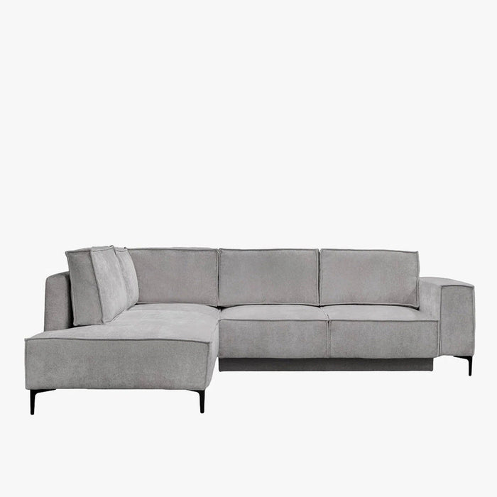 SAYLA Canapé d'angle convertible en tissu gris clair - Angle gauche