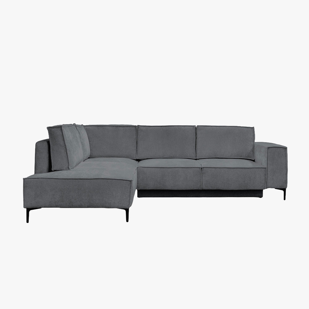 SAYLA Canapé d'angle convertible en tissu gris foncé - Angle gauche - Canapé d'angle convertible - Mobilier Deco