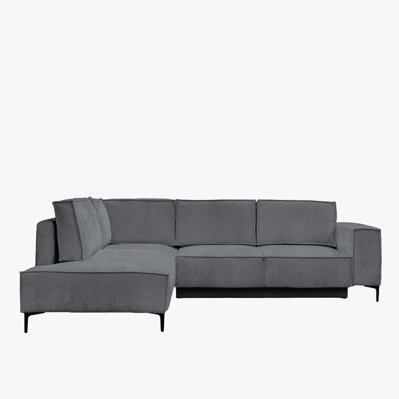 SAYLA Canapé d'angle convertible en tissu gris foncé - Angle gauche - Canapé d'angle convertible - Mobilier Deco
