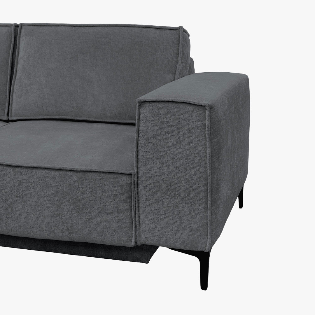 SAYLA Canapé d'angle convertible en tissu gris foncé - Angle gauche - Canapé d'angle convertible - Mobilier Deco