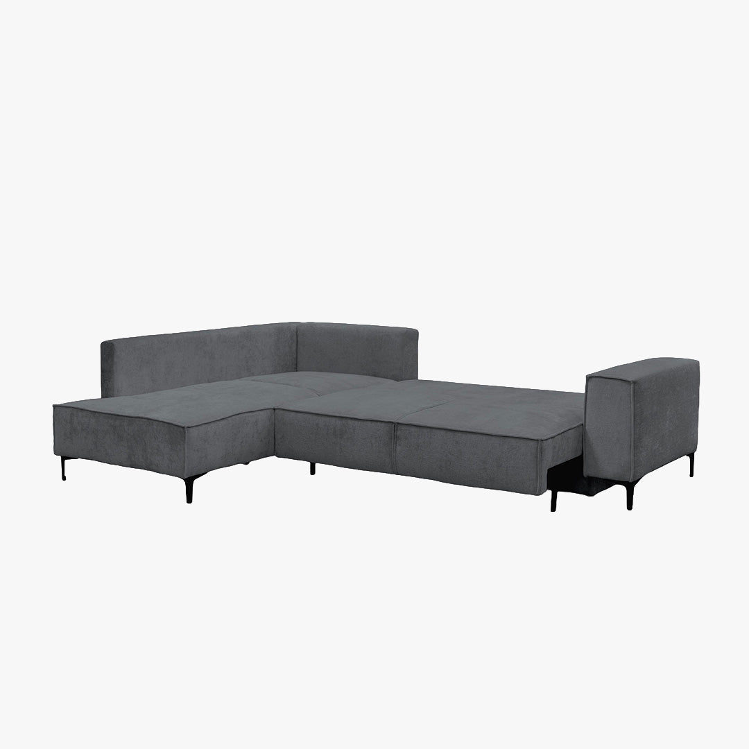 SAYLA Canapé d'angle convertible en tissu gris foncé - Angle gauche - Canapé d'angle convertible - Mobilier Deco