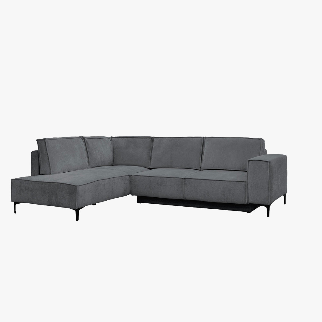 SAYLA Canapé d'angle convertible en tissu gris foncé - Angle gauche - Canapé d'angle convertible - Mobilier Deco