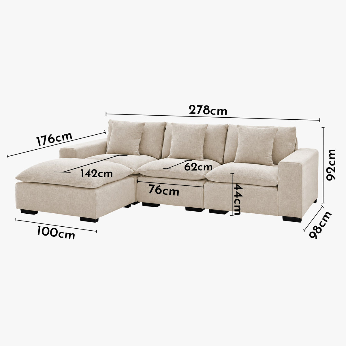SELENIA Canapé d'angle modulable et réversible en tissu beige - Canapés d'angle - Mobilier Deco