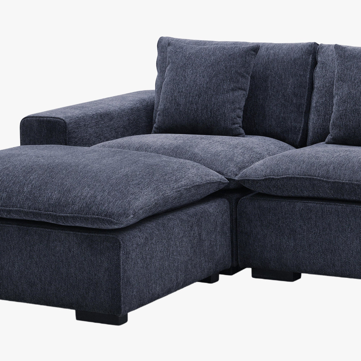 SELENIA Canapé d'angle modulable et réversible en tissu bleu - Canapés d'angle - Mobilier Deco