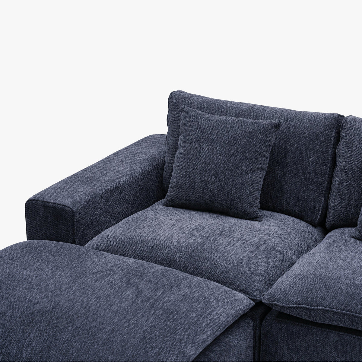 SELENIA Canapé d'angle modulable et réversible en tissu bleu - Canapés d'angle - Mobilier Deco