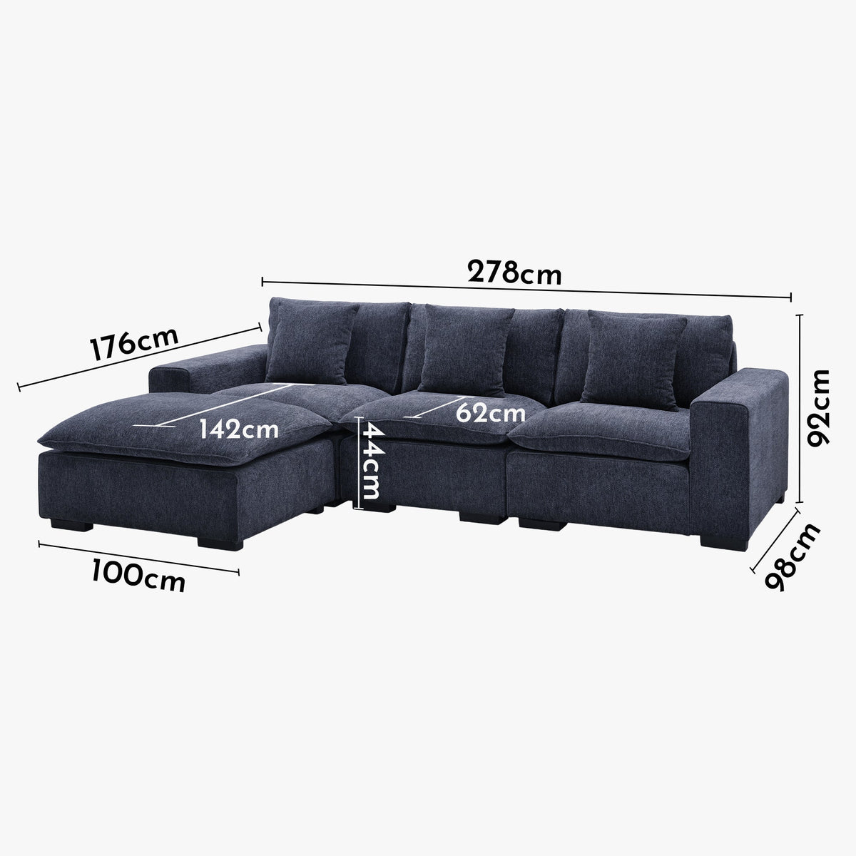 SELENIA Canapé d'angle modulable et réversible en tissu bleu - Canapés d'angle - Mobilier Deco